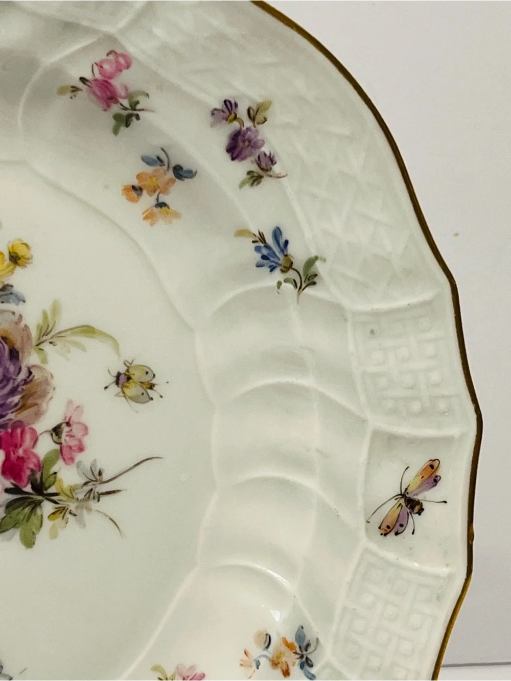 Antique Maissen 1893-1915 Neubeandenstein Relief Plates Set of 2 Hand Painted 8”